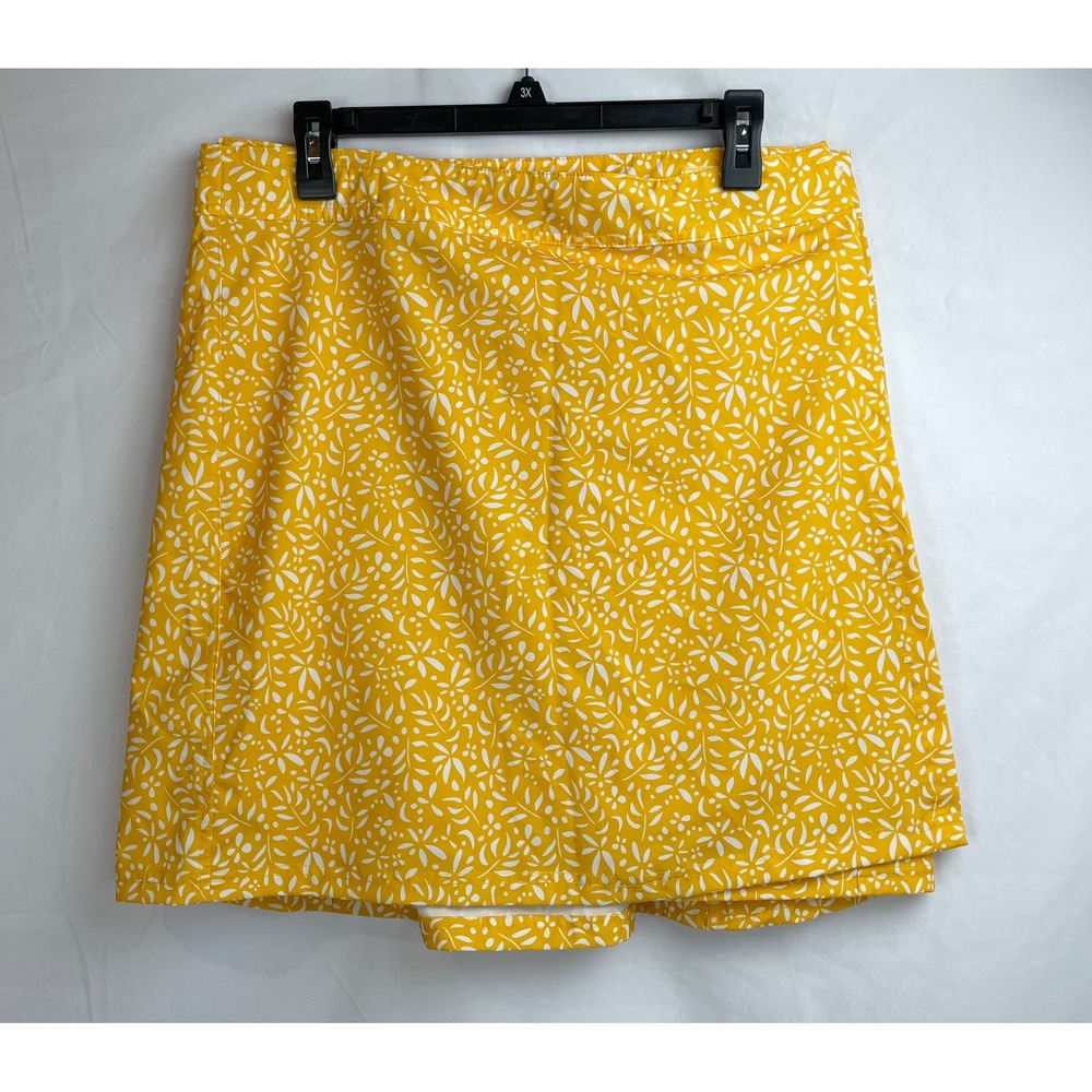 RipSkirt Hawaii Women Large Yellow Floral Wrap‎ Swim Skirt Coverup Length 2